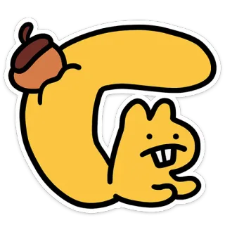 😐 Eichhörnchen, Tier, Cartoon, Gelb, Eichel, Niedlich, Kawaii telegram sticker