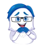 ๐ cartoon, character, glasses, blue, white, cute, smiling telegram sticker