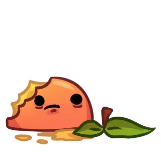 🙁 peach, fruit, sad, bitten, food, sticker telegram sticker