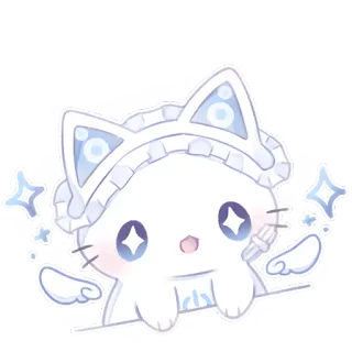 🤩 고양이, 귀여운, 카와이, 천사, 반짝이, 치비, 만화 telegram sticker