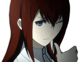 👍 Kurisu Makise Steins;Gate アニメ, キャラクター, 女の子, ウィンク, 赤髪 telegram sticker