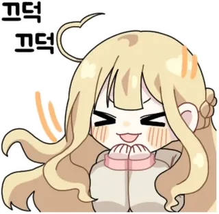 💬 끄덕 끄덕 可爱, 动漫, Q版, 插图, 女孩, 金发 telegram sticker