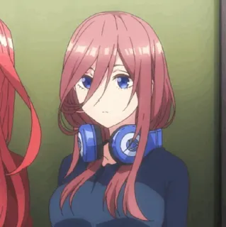 🐾 Miku Nakano The Quintessential Quintuplets Anime, Miku Nakano, The Quintessential Quintuplets, Cuffie, Ragazza, Personaggio telegram sticker