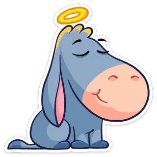 😇 ロバ, 動物, かわいい, 漫画, 天使, 天使の輪 telegram sticker