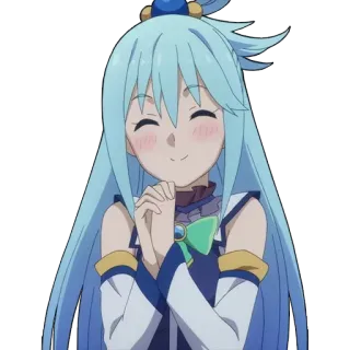 🤗 Aqua anime, female, character, aqua, cute, smiling, konosuba telegram sticker