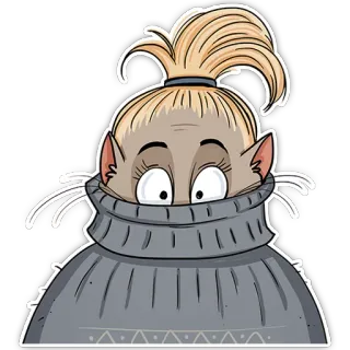 🙄 kucing, sweter, kartun, lucu, hewan, peliharaan telegram sticker