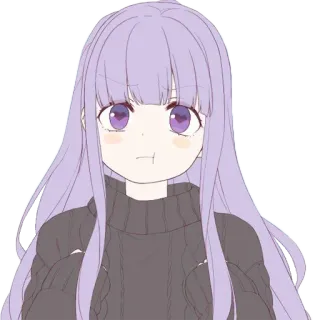 😠 chica anime, linda, dibujos animados, pelo morado, chica, animado, kawaii telegram sticker
