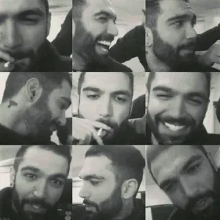 🚬 homem, fumando, cigarro, retrato, barba, colagem, preto e branco telegram sticker