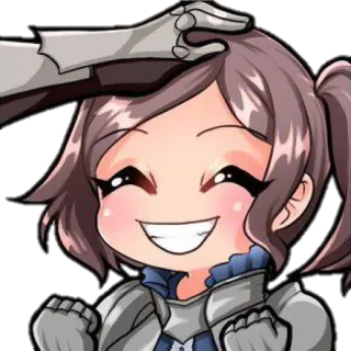 😊 anime, fofo, personagem, garota, sorrindo, feliz, armadura, chibi whatsapp sticker