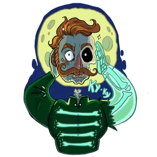 🌚 Ky-Ky esqueleto, no muerto, personaje, halloween whatsapp sticker