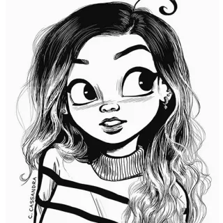 😳 Illustration, Cartoon, Mädchen, Porträt, Zeichnung, Figur telegram sticker