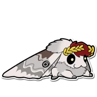 🛏 ผีเสื้อกลางคืน, แมลง, น่ารัก, ปุย, การ์ตูน, ทอง, พวงหรีด telegram sticker