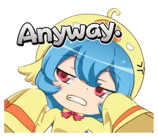😒 Anyway. anime, girl, chibi, cute, mood, expression, anyway telegram sticker