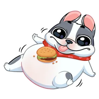 🍔 cachorro, hambúrguer, bulldog francês, fofo, animal, desenho animado telegram sticker
