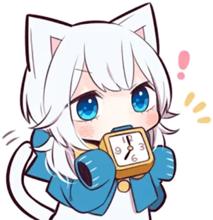 ⏰ Anime, Gato, Relógio, Fofo, Despertador, Desenho animado telegram sticker