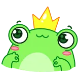 👌 лягушка, корона, зеленый, милый, наклейка, эмодзи telegram sticker