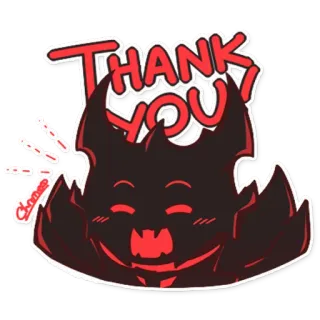👍 THANK YOU! merci, démon, autocollant, rouge, dessin animé telegram sticker