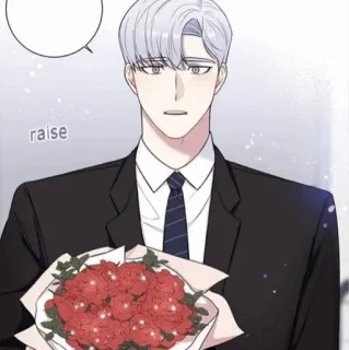 🐚 raise мужчина, костюм, цветы, аниме whatsapp sticker