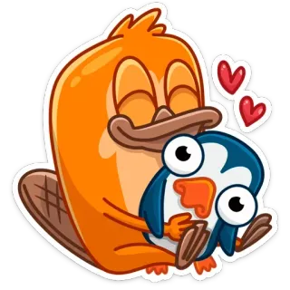 😍 słodkie, zwierzęta, pingwin, miłość, przyjazny, kreskówka telegram sticker
