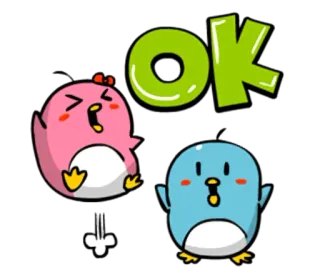 👍 OK pássaros, desenho animado, fofo, OK, aprovação telegram sticker