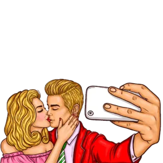 🤳 kiss, couple, selfie, love, romance telegram sticker