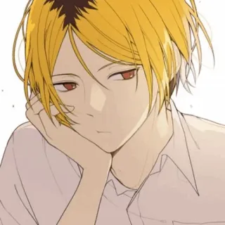 🐱 Anime, Manga, Personnage, cheveux blonds, yeux rouges, Illustration telegram sticker