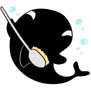 🛀 кит, косатка, ложка, милый, животное telegram sticker