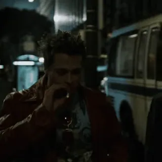 ☺ Tyler Durden Fight Club Fight Club, Tyler Durden, Brad Pitt, jabón, Proyecto Mayhem, violencia, destrucción telegram sticker