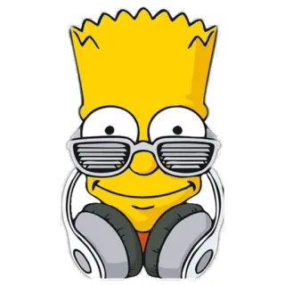 🎧 Bart Simpson The Simpsons cartoon, Bart Simpson, The Simpsons, glasses, headphones telegram sticker