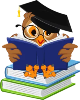 📖 นกฮูก, การศึกษา, หนังสือ, การสำเร็จการศึกษา, นักเรียน, การอ่าน, โรงเรียน, ความรู้ telegram sticker