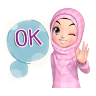 ✳️ OK 表情符号, 好的, 女孩, 头巾, 伊斯兰教 telegram sticker