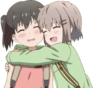♨️ Anime, Przyjaźń, Słodkie, Kreskówka, Uścisk, Dziewczyny telegram sticker