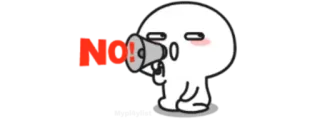 🍚 NO! desenho animado, personagem, não, megafone whatsapp sticker