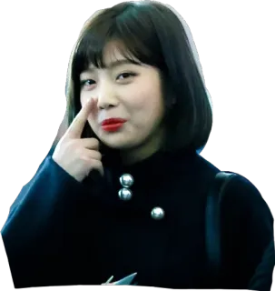 😙 woman, portrait, korean, asian, red lipstick, finger telegram sticker