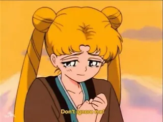 😞 Sailor Moon Don't ignore me! アニメ, 漫画, カートゥーン, 悲しい, 泣く, 月野うさぎ telegram sticker