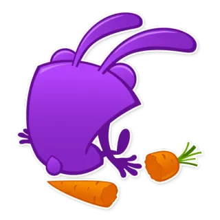😞 кролик, зайчик, морковь, фиолетовый, животное, еда, милый, наклейка whatsapp sticker