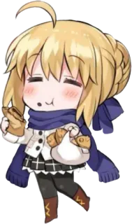 ☺️ จิบิ, น่ารัก, อนิเมะ, กิน, ผ้าพันคอ telegram sticker