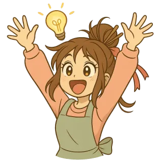 🤩 desenho animado, lâmpada, ideia, menina, avental, animada telegram sticker