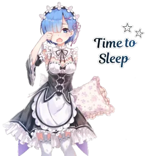 💤 Rem Time to Sleep anime, sleep, maid, cute whatsapp sticker