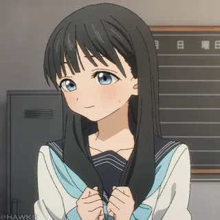 🎐 Anime, Ragazza, Uniforme scolastica, Carina, Sorridendo, Illustrazione telegram sticker
