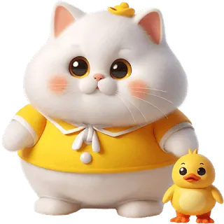🐥 kot, kaczka, zwierzę, kreskówka, słodkie, kawaii telegram sticker