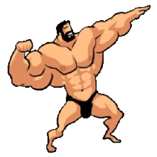 💪 Muskelmann, Bodybuilder, Fitness, Cartoon, Muskeln zeigen, Stark, Muskulös telegram sticker