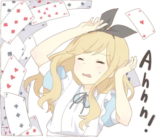 😣 Ahhh! alice no país das maravilhas, anime, cartas, desenho animado, kawaii, fofo telegram sticker