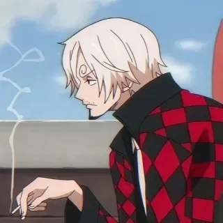 😶 Sanji One Piece Anime, Manga, Sanji, Fumando, Cigarrillo telegram sticker