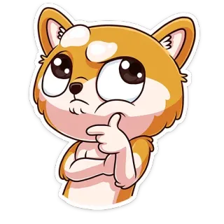 🤔 cane, carino, pensieroso, cartone animato, animale, adesivo whatsapp sticker