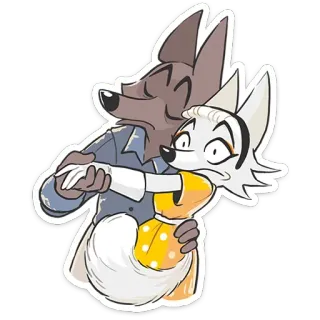 👯‍♀️ anthropomorphic, fox, wolf, dancing, cartoon, couple telegram sticker