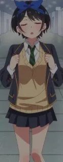 😒 Ruka Sarashina Rent-A-Girlfriend anime, cute, school uniform, girl, bow, Rent-A-Girlfriend, Ruka Sarashina telegram sticker