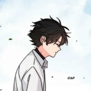 🗿 CIAP anime boy, manga, black hair, profile, sad, character telegram sticker