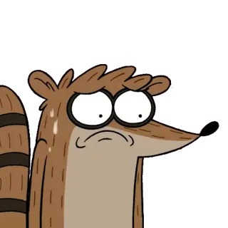 😥 Rigby Regular Show cartone animato, procione, sudato, nervoso, spaventato telegram sticker