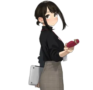 😍 Аниме, Девушка, Бизнес, Офис, Женщина, Ноутбук, Милая telegram sticker